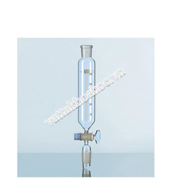 Phễu nhỏ giọt hình trụ, cổ mài, có chia vạch, cuống cổ mài DURAN